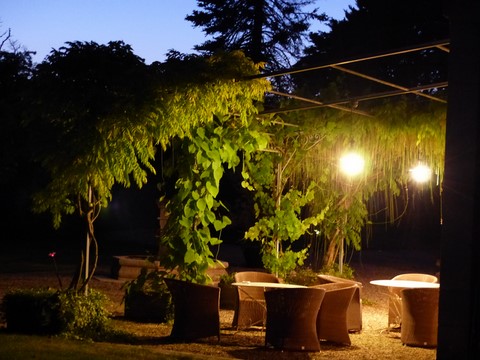 Patio Ouest avec la glycine au crépuscule